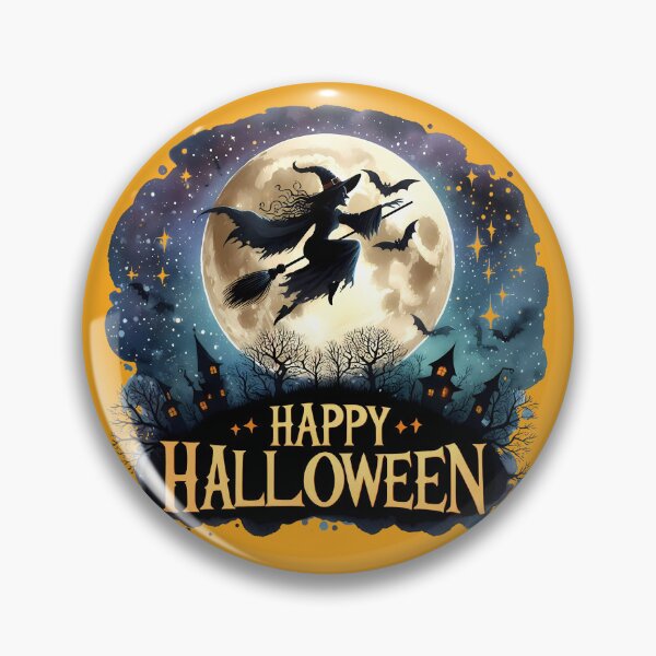 Item preview, Happy Halloween - Witch on flying Broom designed and sold by MirucaDesign.