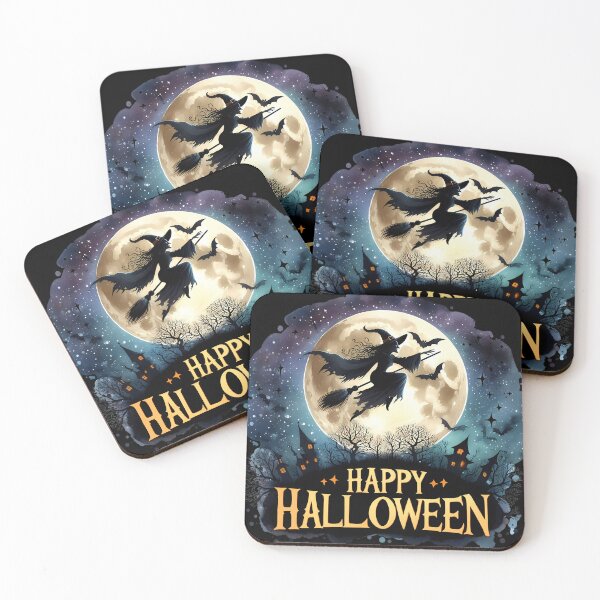 Item preview, Happy Halloween - Witch on flying Broom designed and sold by MirucaDesign.