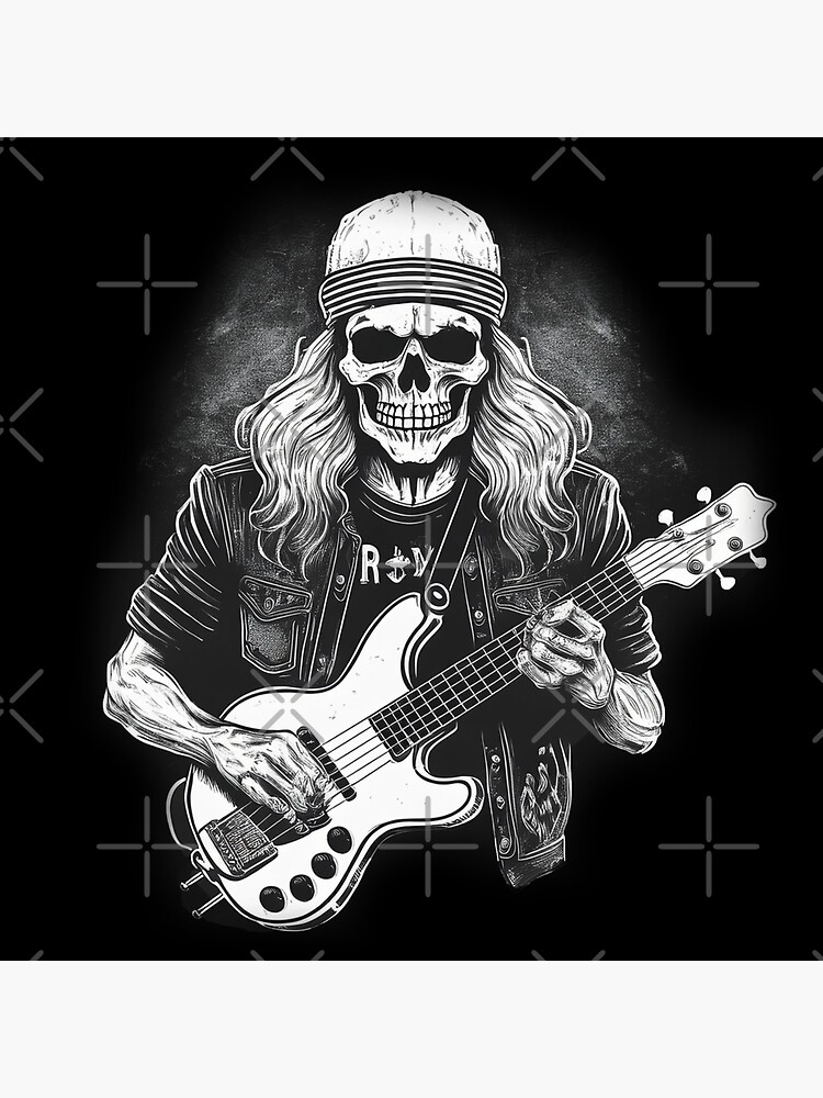 Thumbnail 3 of 3, Sticker, Rock 'n' Roll Skeleton – The Eternal Guitarist designed and sold by TrueNovaDesigns.
