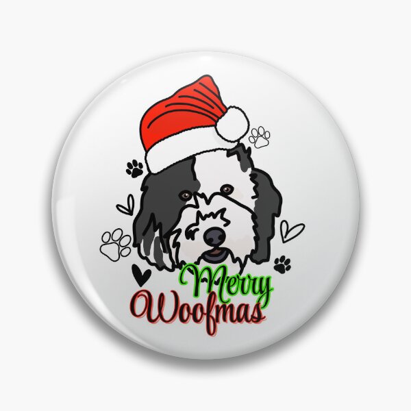 Item preview, Sheepadoodle "Merry Woofmas" Dog with Christmas Hat – Festive & Fun Holiday Design designed and sold by MrsCreative1.
