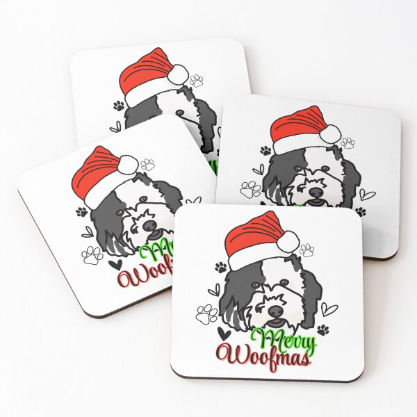 Item preview, Sheepadoodle "Merry Woofmas" Dog with Christmas Hat – Festive & Fun Holiday Design designed and sold by MrsCreative1.