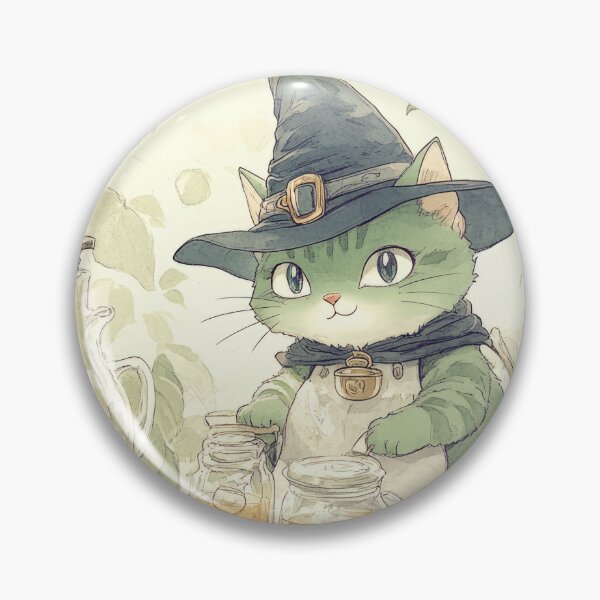 Item preview, Enchanted Green Cat with Witch Hat and Potions designed and sold by AI Gizmo.