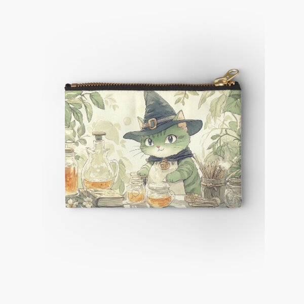 Item preview, Enchanted Green Cat with Witch Hat and Potions designed and sold by AI Gizmo.