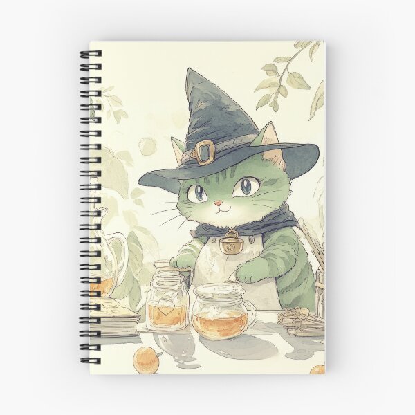 Item preview, Enchanted Green Cat with Witch Hat and Potions designed and sold by AI Gizmo.