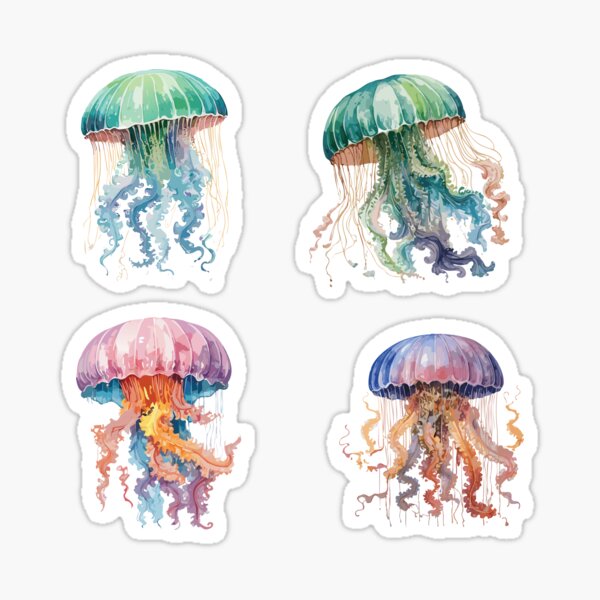 Item preview, Colorful jellyfish - set of 4 designed and sold by GerVapricot-.
