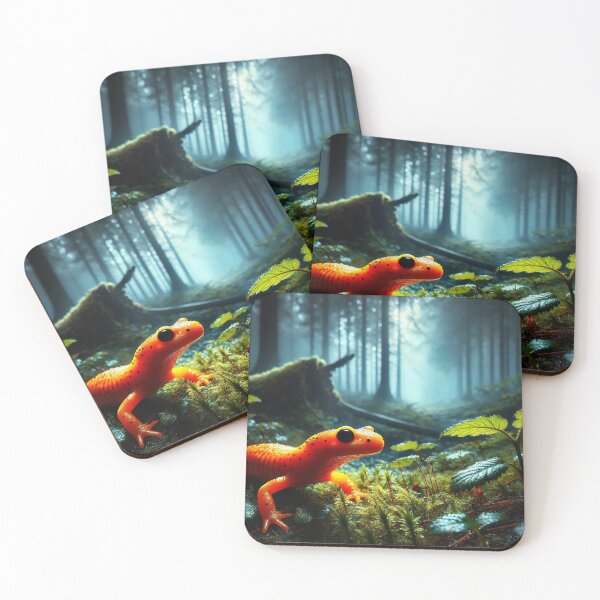 Item preview, Vibrant Orange Salamander in Moonlit Nocturnal Forest designed and sold by NocturnalNook.
