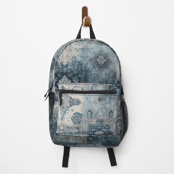 Item preview, Boho Indigo Charm: Monochromatic Blue Distressed Oriental Rug designed and sold by Octavia Soldani.