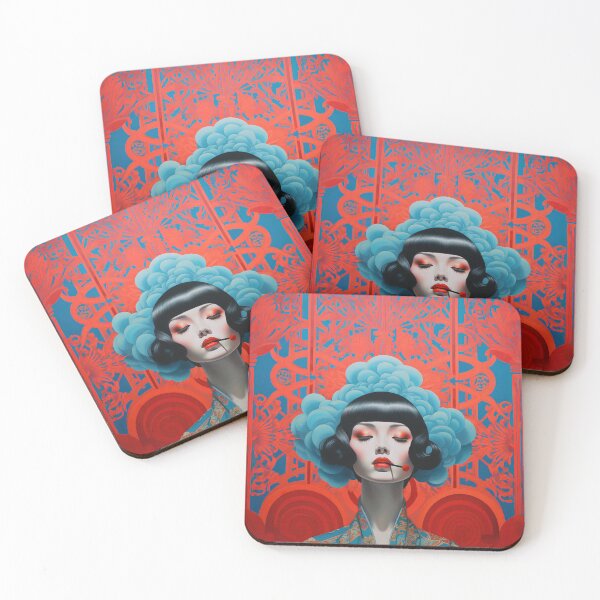 Item preview, Shanghai Smoking Girl red and blue designed and sold by Meeheemaha.
