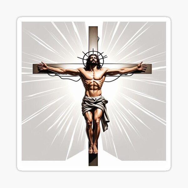Crucifixion and Resurrection: An Eternal Symbolism Pegatina