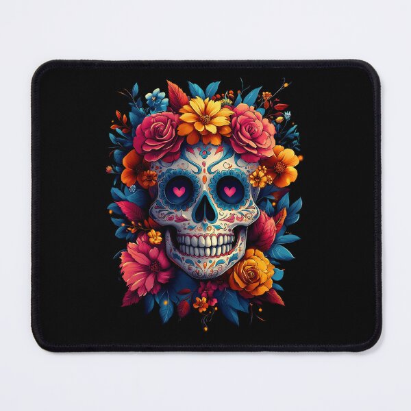 Item preview, Vibrant Day of the Dead Sugar Skull Surrounded by Lush Roses designed and sold by Vinson-MFG.