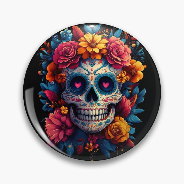 Item preview, Vibrant Day of the Dead Sugar Skull Surrounded by Lush Roses designed and sold by Vinson-MFG.