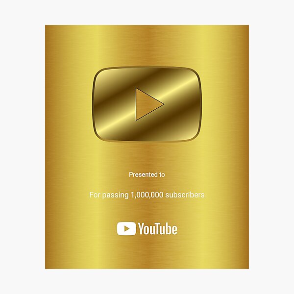 Item preview, Personalized Gold 1,000,000 YouTube Play Button Award Plaque Digital Image designed and sold by OcTag3n.