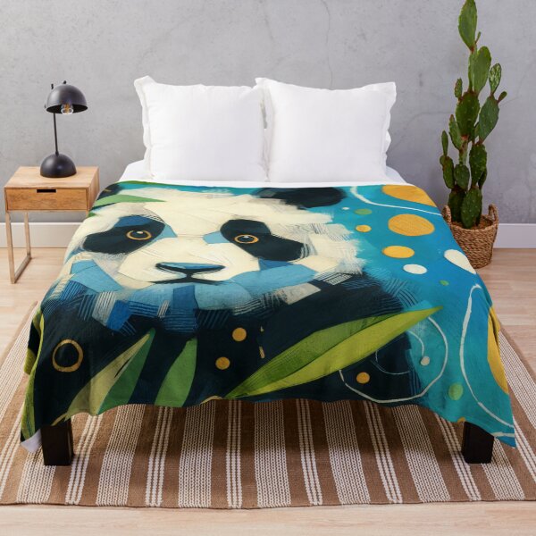 Item preview, Cute Panda Bear with bamboo leaves designed and sold by FOLK ART FUSION by heidiannemorris.