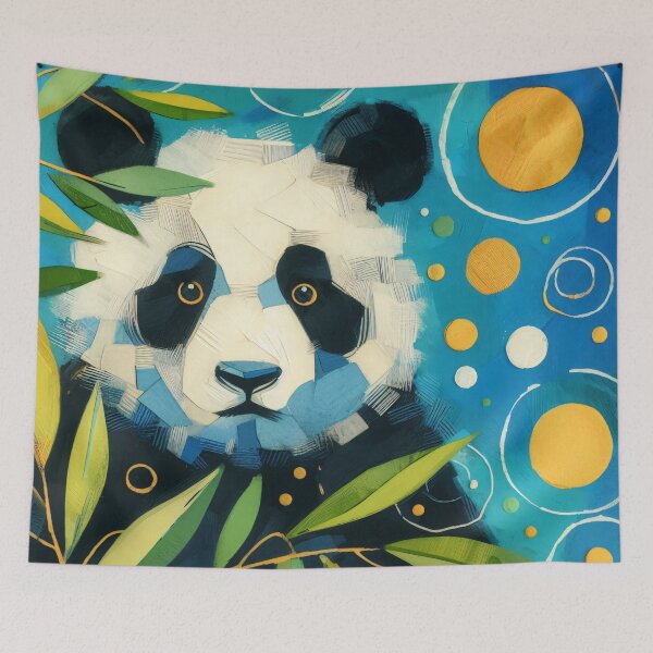 Item preview, Cute Panda Bear with bamboo leaves designed and sold by FOLK ART FUSION by heidiannemorris.