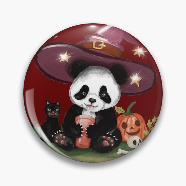 Item preview, "Halloween Themed Charcoal Lemonade Drinking Panda Illustration: A Fun and Festive Treat!" designed and sold by Pandositive.