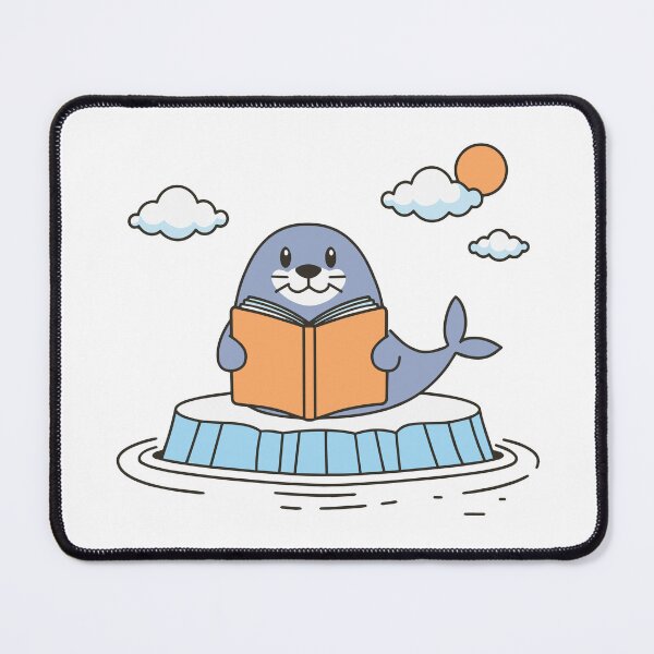 Item preview, cute seal reading a book on icebergs designed and sold by rasagamastore.