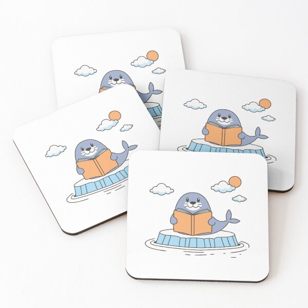 Item preview, cute seal reading a book on icebergs designed and sold by rasagamastore.