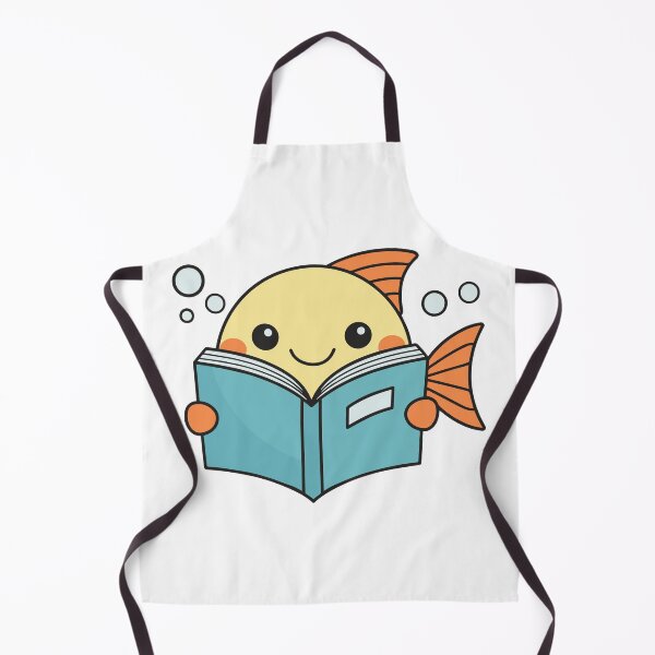Item preview, Doodle illustration of a cute fish reading a book designed and sold by rasagamastore.