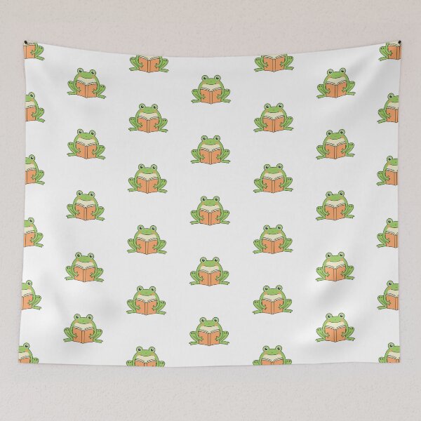 Item preview, Doodle illustration of a cute frog reading a book designed and sold by rasagamastore.