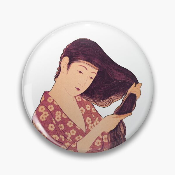 Item preview, Traditional Japanese illustration woman combing hair - red designed and sold by skyesketches.