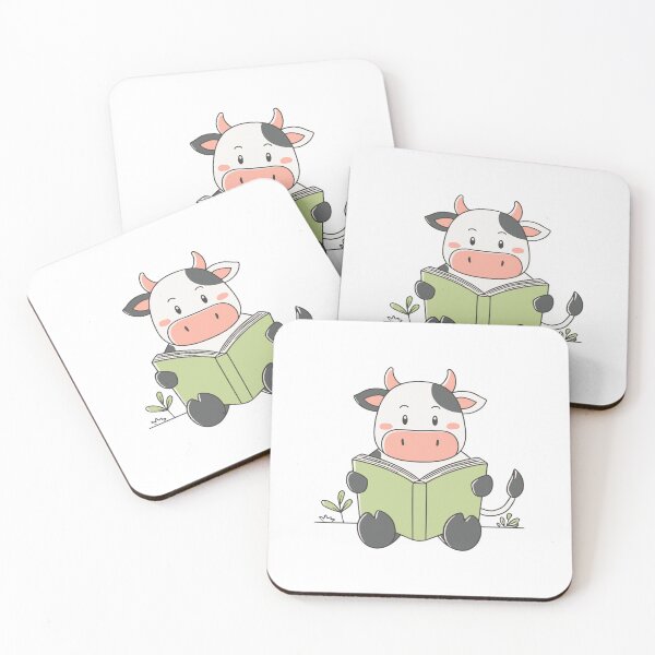 Item preview, Doodle of a cute cow reading a book designed and sold by rasagamastore.