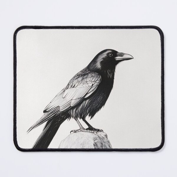 Item preview, Black and white Raven pencil drawing designed and sold by Pencil-Art.