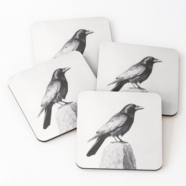 Item preview, Black and white Raven pencil drawing designed and sold by Pencil-Art.