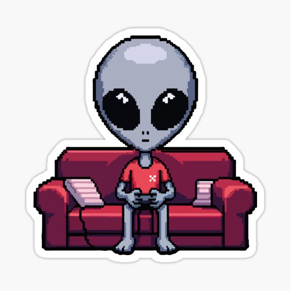 Item preview, Alien on couch playing video games designed and sold by hussain-dz.
