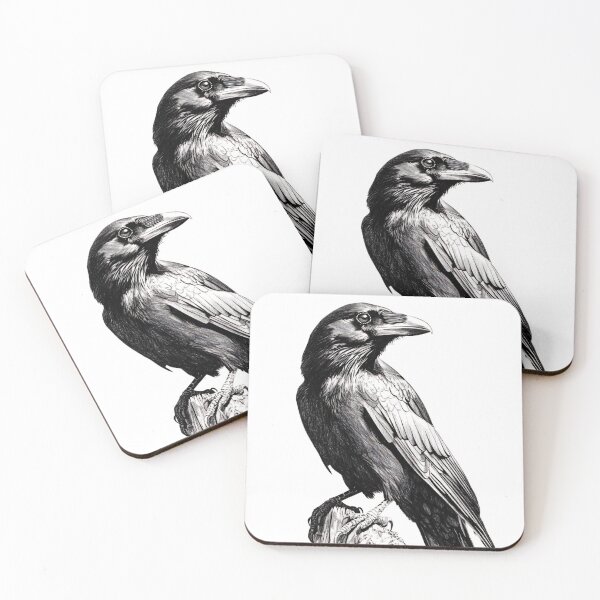 Item preview, Black and white Raven pencil drawing designed and sold by Pencil-Art.