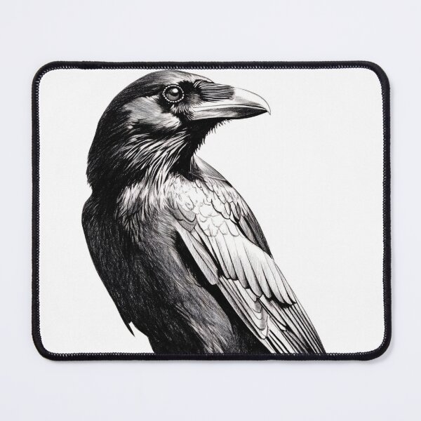 Item preview, Black and white Raven pencil drawing designed and sold by Pencil-Art.