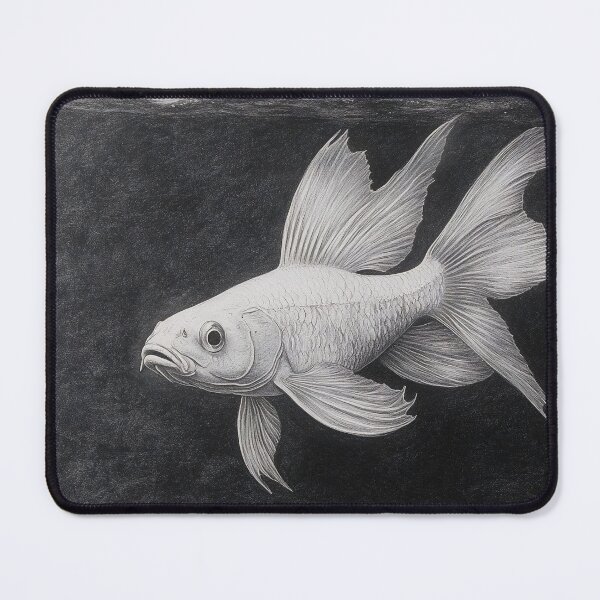Artikelvorschau, Schwarz-weiße Bleistiftzeichnung eines goldenen Fisches entworfen und verkauft von Pencil-Art.