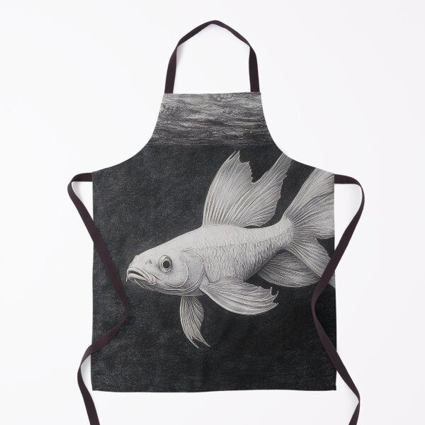 Artikelvorschau, Schwarz-weiße Bleistiftzeichnung eines goldenen Fisches entworfen und verkauft von Pencil-Art.