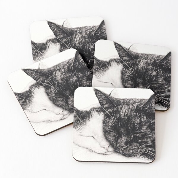 Item preview, Black and white cat pencil drawing designed and sold by Pencil-Art.