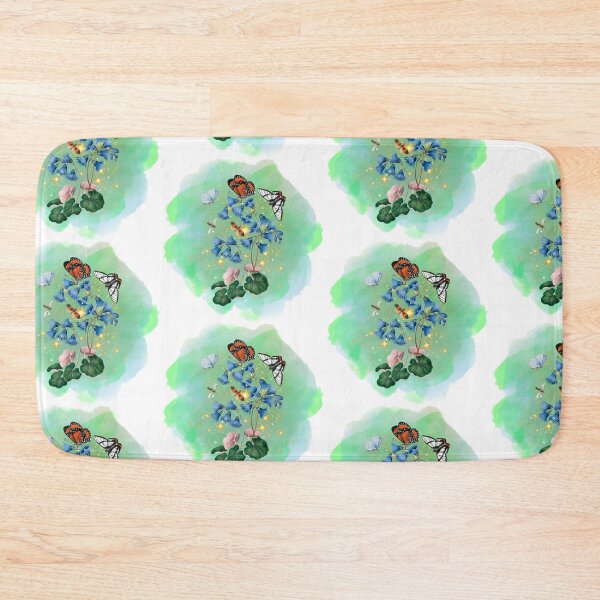 Item preview, Butterflies Moth Black Blue Pink Flowers designed and sold by WildWoodlandWitch.