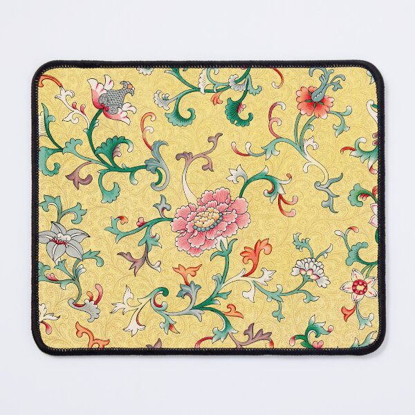 Item preview, Antique Chinese ornamental flower pattern on yellow background designed and sold by skyesketches.