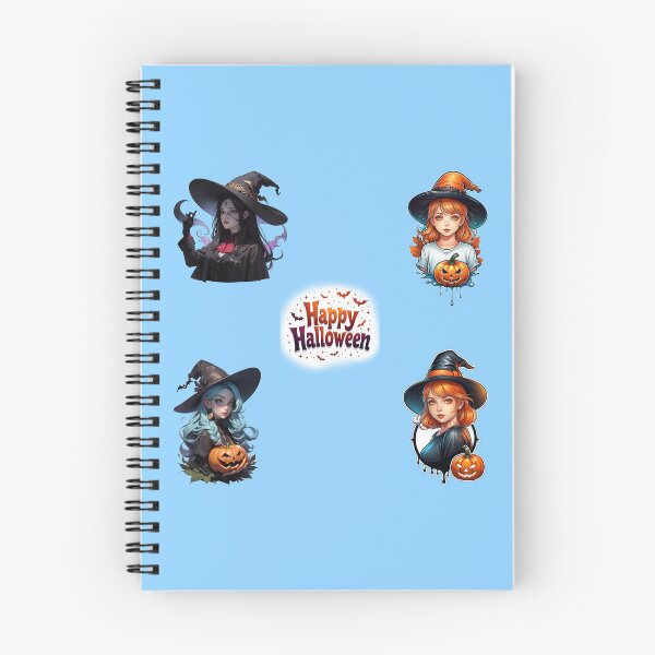 Item preview, Pack of 5 Stickers, 4 Halloween witches and 1 Happy Halloween phrase designed and sold by InkwiseIA.