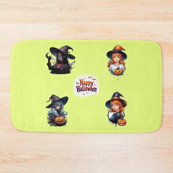Item preview, Pack of 5 Stickers, 4 Halloween witches and 1 Happy Halloween phrase designed and sold by InkwiseIA.