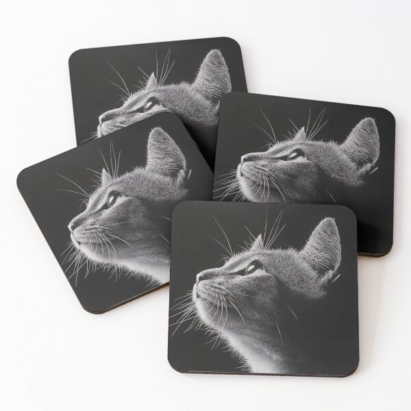Item preview, Black and white cat pencil drawing designed and sold by Pencil-Art.