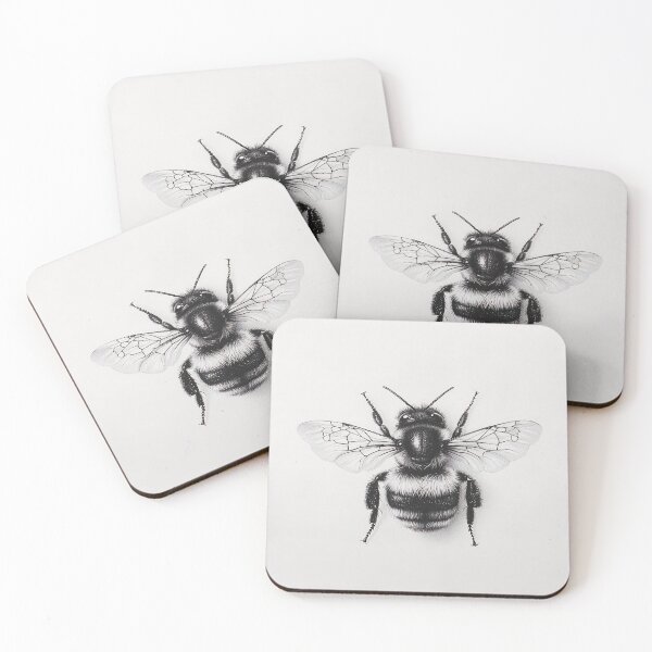Item preview, Black and white Bee pencil drawing designed and sold by Pencil-Art.