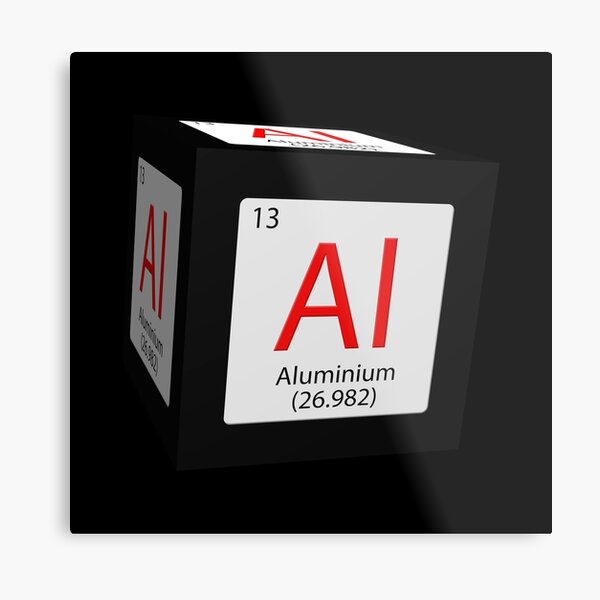 Aperçu de l'œuvre Tuile de formule en aluminium Al. Fond noir en cubes. créée et vendue par stuwdamdorp.