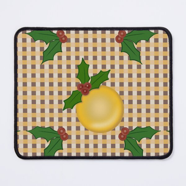Item preview, Holly & ornaments gingham designed and sold by Etkennedy.