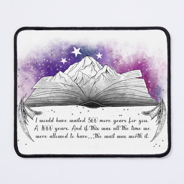 Item preview, Velaris Mountain ACOTAR design, Rhysand 500 years quote, acotar book design designed and sold by CEB1700.