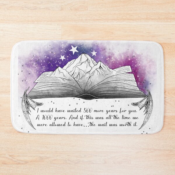 Item preview, Velaris Mountain ACOTAR design, Rhysand 500 years quote, acotar book design designed and sold by CEB1700.