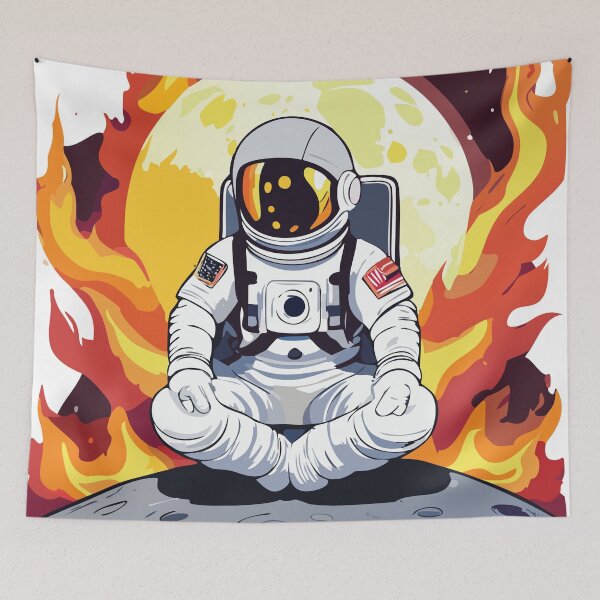 Item preview, astronaut meditate on the moon designed and sold by saksilpprompen.