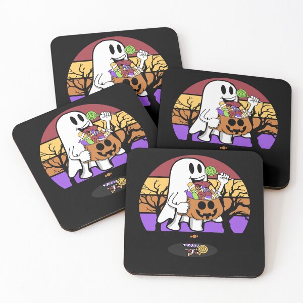 Item preview, Retro Sunset Funny Ghost Eating Candies Boosheet Boo Happy Halloween Spooky designed and sold by BBBLClo.