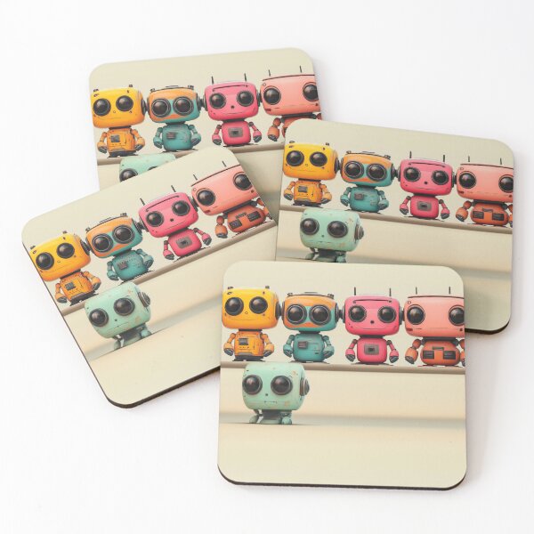 Item preview, Kawaii Retro Robots in Pastel Colors designed and sold by Retro-District.