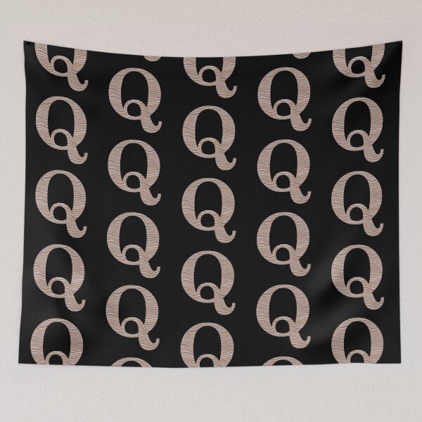 Item preview, Letter Q Metallic Look Stripes Silver Gold Copper designed and sold by theartofvikki.