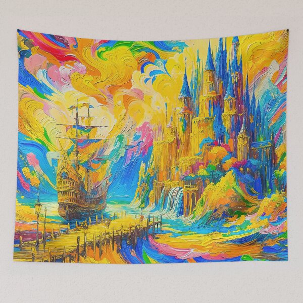 Item preview, Vibrant Fantasy Castle Painting designed and sold by blackhalt.