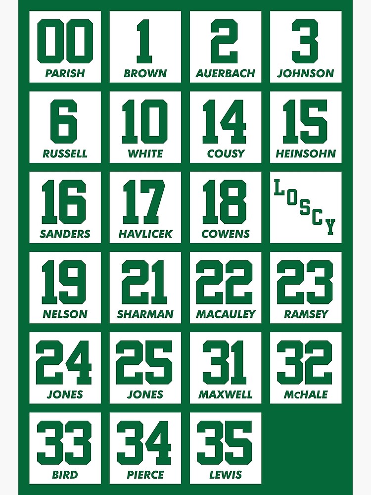 boston celtics retired jersey numbers