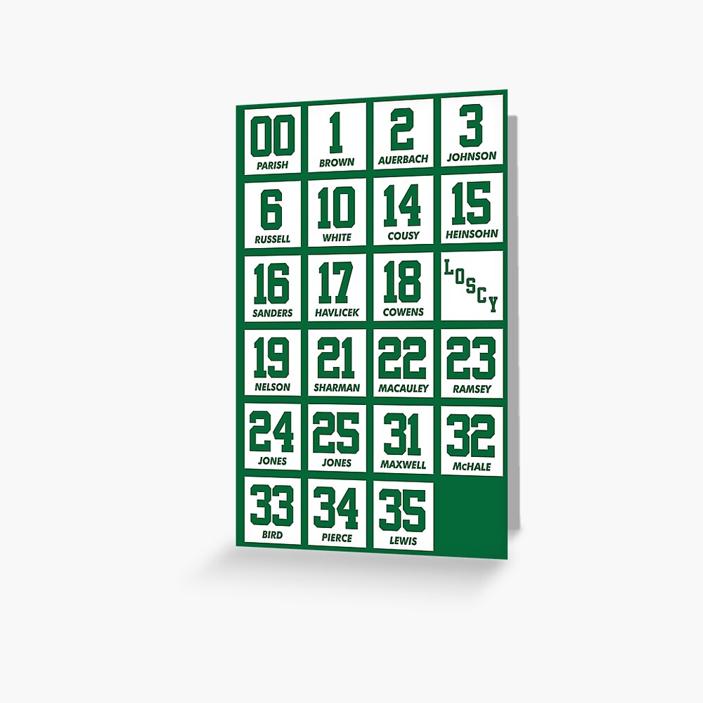 Boston Celtics Legends 14x22 Retired Numbers Felt Banner NBA Larry Bird  Cousy - Cardboard Memories